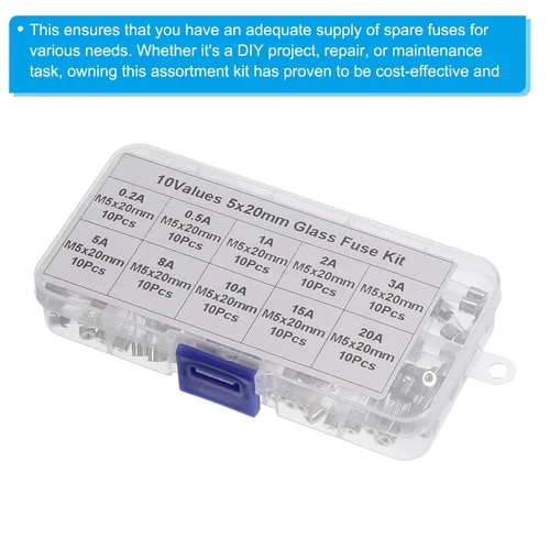 Miniatura 4 de PATIKIL Kit surtido de fusibles de vidrio de soplado rápido de 0.197 x 0.787 in, paquete de 100 fusibles de tubo de vidrio de soplado rápido de 250V
