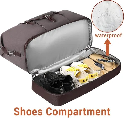Miniatura 11 de IBFUN Bolsas de fin de semana para mujer, bolsa grande de lona para viaje, bolsa de viaje con compartimento para zapatos, 21 pulgadas, juego de 3