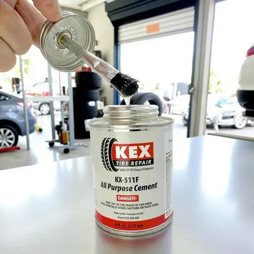 Miniatura 4 de KEX Pegamento de goma vulcanizado frío del cemento de la reparación del enchufe del remiendo del neumático y del tubo 8oz lata