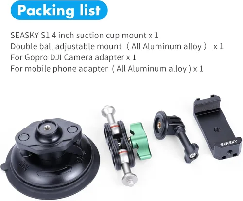 Miniatura 7 de SEASKY S1 Potente cámara deportiva con ventosa para GoPro Hero 13/12/11/10/9/8 Negro DJI Action 5/4/3/2 Pocket Insta360 X5 X4 X3 X2 Ace Pro 2