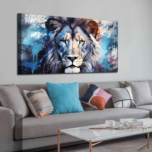 Miniatura 9 de ENTANUB Arte de pared de elefante para sala de estar, lienzo de animales para decoración de pared para dormitorio, diseño de imagen azul, tamaño 20