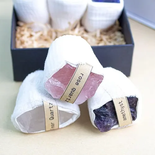 Miniatura 4 de Caja de piedra original de cristal, muestra de mineral natural, marcador mineral de partículas grandes sin pulir, juego de caja de regalo