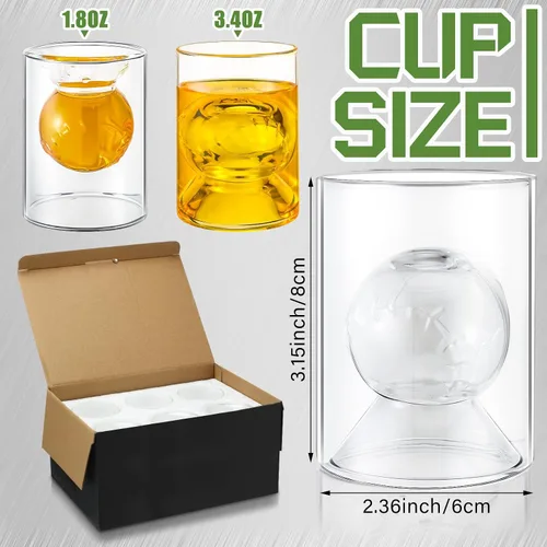Miniatura 2 de Hoolerry - Juego de 6 regalos de entrenador de béisbol de 3.4/6.8 onzas, vaso de whisky, regalos para hombres, Día del Padre, vaso de cerveza