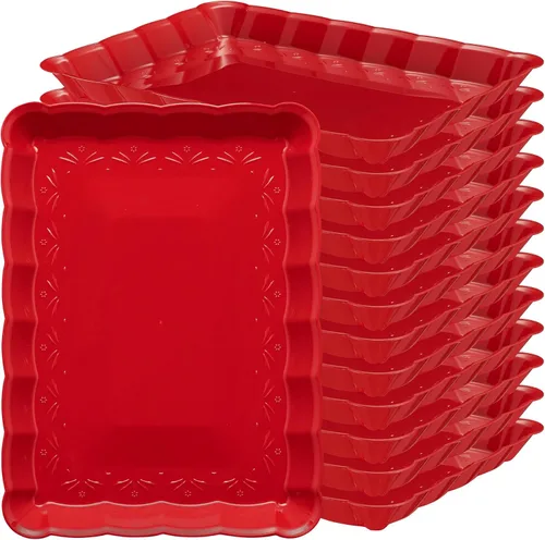 Miniatura 18 de Plasticpro - Bandejas de plástico para servir, rectangulares, 9 x 13 pulgadas, plato desechable para fiesta, incluye 4 bandejas Transparente