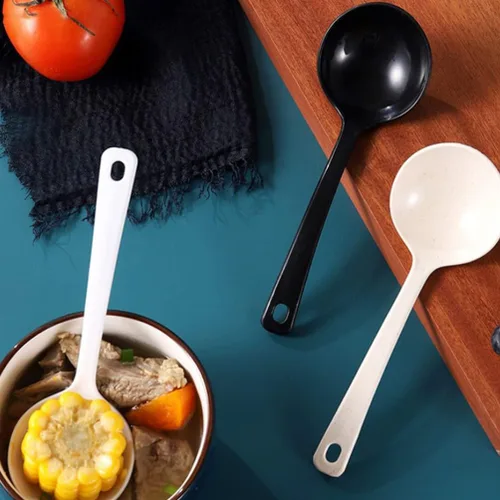 Miniatura 8 de UPKOCH Cucharas de sopa desechables grandes de plástico, cucharón de papilla, cucharón de papilla, cucharas para servir cucharas para fideos ramen