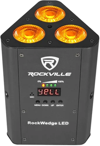 Miniatura 7 de Rockville RockWedge LED 54W RGBWA+UV - Luz Par alimentada por batería, DMX inalámbrico, recargable, diseño compacto, para DJs y eventos, 2 piezas
