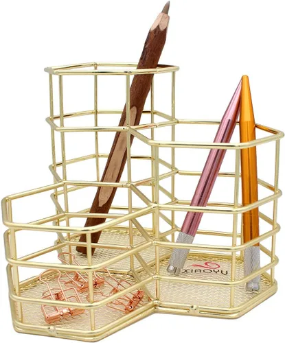 XIAOYU Portalápices, soporte decorativo de metal para bolígrafos, organizador de almacenamiento de artículos de escritorio para el hogar, la escuela