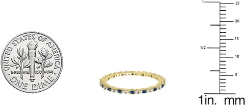 Miniatura 2 de Dazzlingrock Collection Anillo de boda redondo de zafiro azul y diamante blanco para mujer en oro macizo
