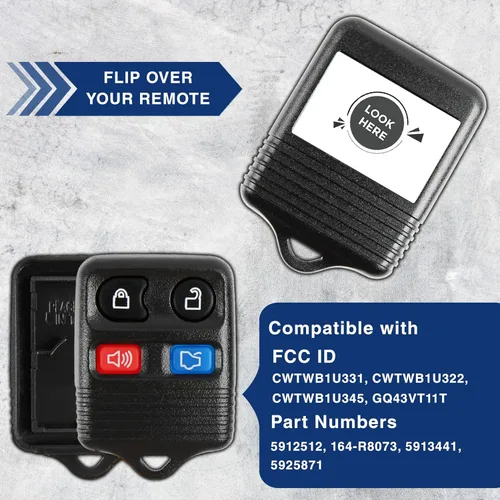 Miniatura 6 de keylessoption sólo el caso Keyless Entry Remote Key Fob Shell, Negro