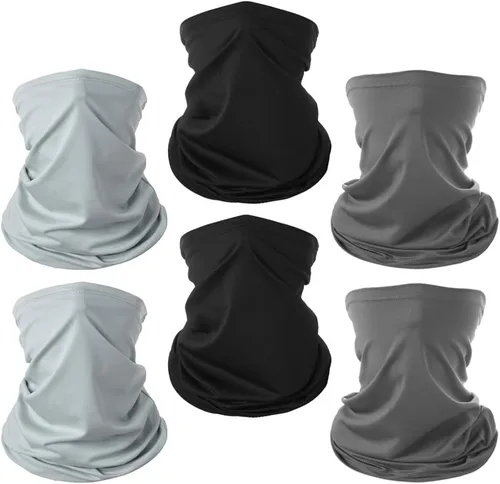 Miniatura 7 de Paquete de 6 mascarillas faciales transpirables, protección UV de verano, polaina de cuello refrescante, ropa facial Negro