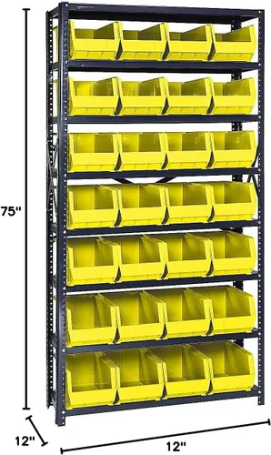 Miniatura 252 de Quantum QSBU-245BK Heavy Duty Shelving Unit with (7) Shelves and (24) QUS245 Black Bins for Garage Warehouse Storage Distribution 400 lb Load