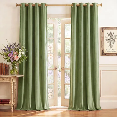 Miniatura 15 de StangH Cortinas de Terciopelo Grueso Sólido - Juego de Tratamiento de Ventanas con Oscurecimiento Moderado para Dormitorio, Cortinas/Cortinajes