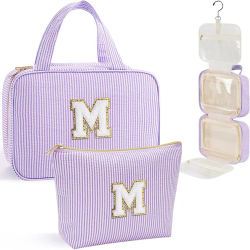 Miniatura 16 de YOOLIFE Regalos de cumpleaños para mujeres adolescentes, neceser colgante con inicial para mujeres, adolescentes y niñas, bolsa de aseo de viaje