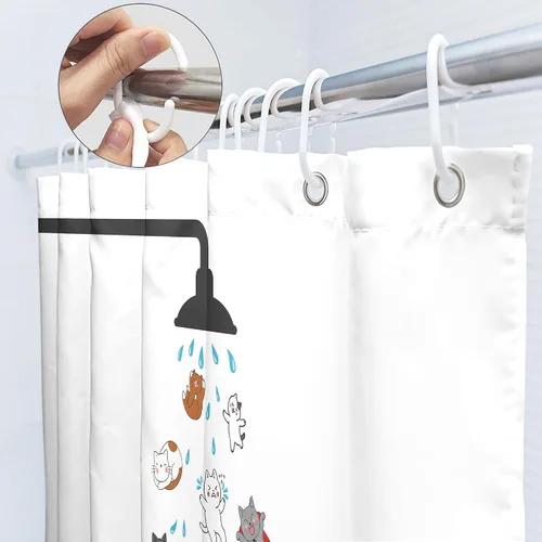 Miniatura 3 de SVBright - Cortina de regadera con diseño de gato para niños, 60 pulgadas de ancho x 72 pulgadas de largo, diseño de animales de dibujos animados