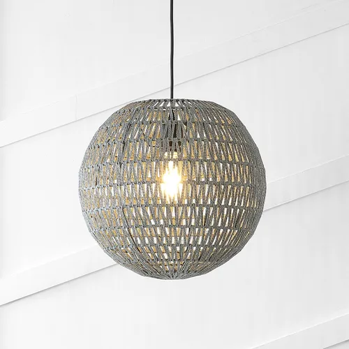 Miniatura 6 de JONATHAN Y Lámpara colgante LED tejida bohemia moderna de 16 pulgadas, color gris/negro, lámpara de techo colgante ajustable para isla de cocina