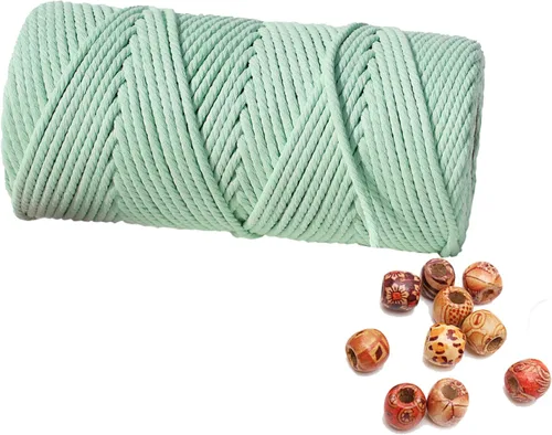 Miniatura 37 de Cordón de macramé de 1/64 pulgadas (0.157 in) de color rosa claro, hilo de algodón natural para tejer a mano a mano, 4 hebras para colgar