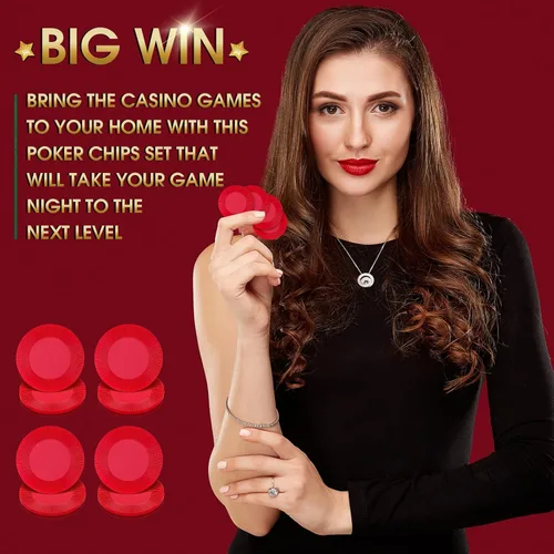 Miniatura 5 de Leitee Juego de fichas de póquer de plástico de 1.496 pulgadas, juego de fichas de póquer ligeras, fichas de bingo, casino en blanco, conteo a Rojo