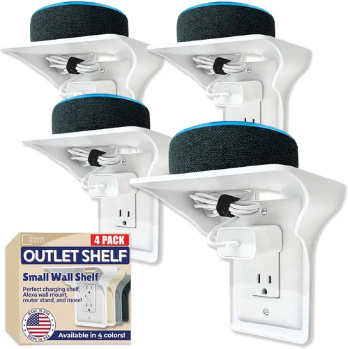 Miniatura 13 de BeraTek Power Perch - Estante de pared con almacenamiento de cable, estante de enchufe que ahorra espacio para dormitorio, baño, cocina, soporte
