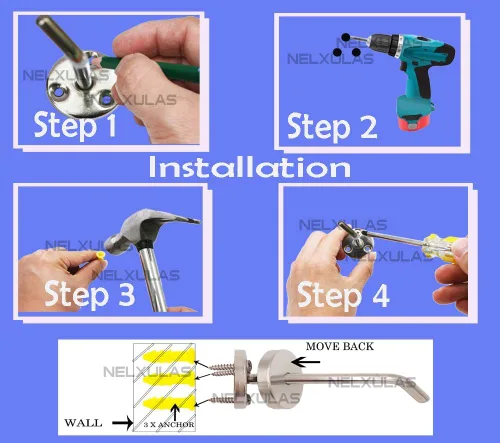 Miniatura 4 de Gancho de montaje en pared de nariz corta de acero inoxidable cepillado, apto para cocina, dormitorio, sala de estar, baño, armarios