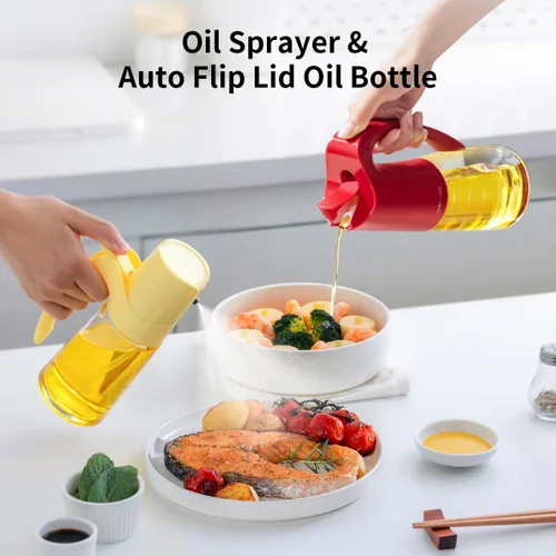 Miniatura 2 de Dispensador de aceite de vidrio y rociador de aceite para cocina de cocina, juego de rociador dispensador de aceite de oliva, botella de spray