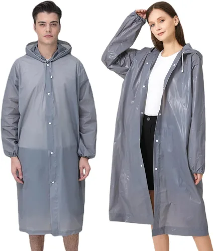 Miniatura 13 de Poncho de lluvia para adultos, reutilizables, paquete de 2 a 5 unidades, capa impermeable de EVA con capucha, equipo de lluvia para hombres