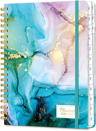 Lonely Oak Agenda académica 2026-2027, agenda diaria, semanal y mensual de 6.18 x 8.5 pulgadas con pestañas, calendario escolar en espiral A5 de 15