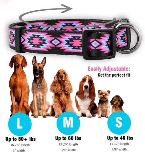Miniatura 3 de Native Pup Collar de perro occidental, bonito diseño azteca tribal, macho y hembra (S, rosa)