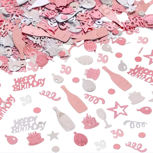 Miniatura 7 de Confeti de cumpleaños número 13, confeti de oro rosa número 13, confeti de papel de aluminio metálico, estrella para pastel de cumpleaños, confeti