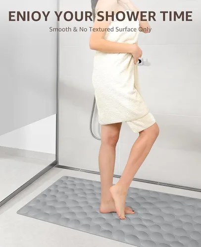 Miniatura 7 de Bligli Tapete para bañera antideslizante, estándar de 16 x 31.5 pulgadas, con ventosas fuertes, goma suave, antideslizante, lavable a máquina, Beige