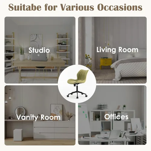 Miniatura 8 de YOUNUOKE Silla de escritorio sin brazos, cómoda silla de oficina con ruedas, silla ergonómica para el hogar, sillas ajustables para computadora