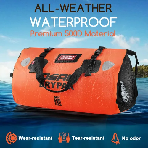 Miniatura 4 de OSAH DRYPAK Bolsa de lona impermeable – Bolsa seca para motocicleta con gran espacio de almacenamiento, bolsas de equipaje impermeables con bolsillo