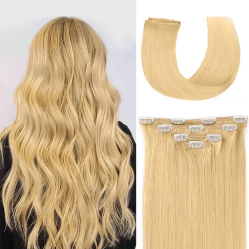 Miniatura 52 de Extensiones de cabello humano Remy de 12 pulgadas con clip para mujer, extensiones de cabello humano sedoso y liso, 1.76 onzas, 4 piezas