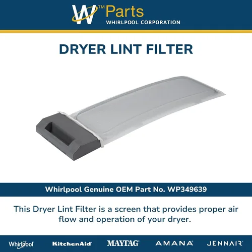 Miniatura 4 de Whirlpool WP349639 Pieza de repuesto de filtro de pelusa para secadora OEM genuina - Reemplaza 3387232, 693845, 786054, 349639