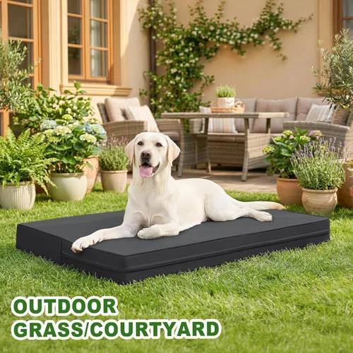 Miniatura 4 de Vonabem Cama grande para perro impermeable XL lavable para jaula de 42 pulgadas, camas para mascotas de cuero duradero para exteriores espuma