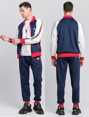Miniatura 7 de PASOK Conjunto deportivo de 2 piezas para hombre con cremallera completa ropa deportiva