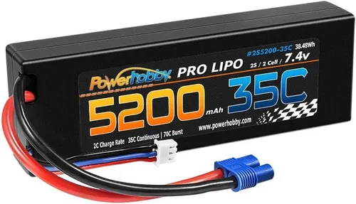 Miniatura 2 de Powerhobby 2s 7.4v 5200mah 35c Lipo batería w EC3 Plug 2-Cell