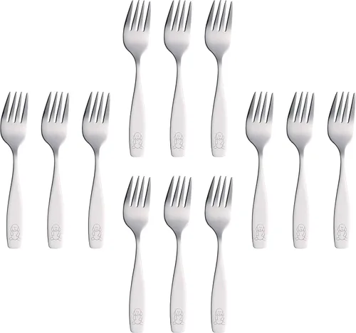 Miniatura 13 de ANNOVA Juego de cubiertos para niños de 6 piezas de acero inoxidable - 2 tenedores seguros, 2 cuchillos de cena, 2 cucharas de cena, utensilios