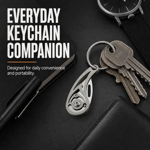 Miniatura 6 de Tops Home Cuchillo de Bolsillo Pequeño, Llavero de Titanio, Rellenos de Media, Pequeño Cortador de Caja, Cuchillo Utilitario EDC, Regalo de Llavero