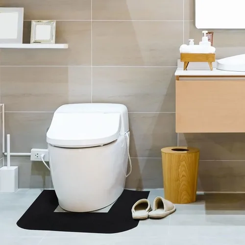 Miniatura 5 de Nuanchu 4 alfombrillas de inodoro para eliminar olores, almohadillas de orina para baño, baño, baño, color negro y gris