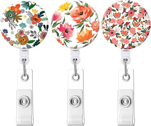 Miniatura 18 de Carrete retráctil para credenciales de enfermera, lindo nombre, carretes decorativos para tarjetas de identificación con clip en soportes