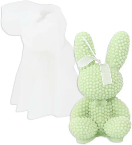 Tone Fun Moldes de silicona con forma de conejo de perlas para hacer velas, resina, velas de aromaterapia, jabón de cera hecho a mano, decoración