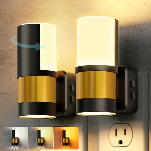 Miniatura 9 de Briignite - Luces nocturnas led enchufables, 3CCT, sensor de anochecer a amanecer, de 3000 K, regulable para pasillo, dormitorio, escalera, paquete
