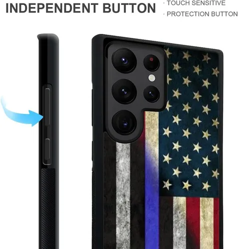 Miniatura 3 de ZHEGAILIAN Funda para Samsung Galaxy S22 Ultra - Thin Blue Line American Flag Design, protección contra caídas para pantalla de 6,8 pulgadas