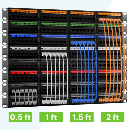Miniatura 2 de Cable Ethernet Cat8 de 0.5 pies, paquete de 6 cables de red LAN blindados S/FTP, 40 Gbps 2000 MHz de alta velocidad, ideal para salas de servidores