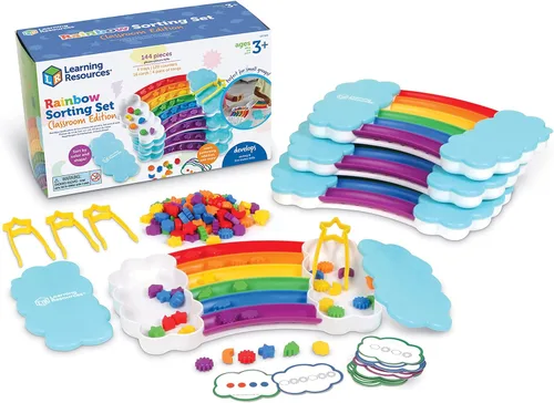Learning Resources Juego de clasificación arcoíris Edición para el aula, 144 piezas, a partir de 3 años, habilidades motoras finas, clasificación,