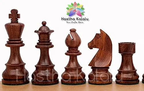 Miniatura 2 de Hastha Kalalu Staunton Style/Torneo Series Sheesham/Piezas de Ajedrez Palisandro Indio, Pesado, Caballero Alemán, Altura Rey 3.75" (3.75")