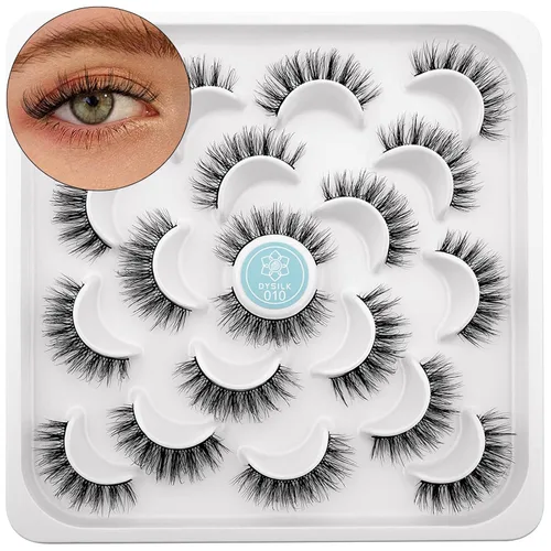 Miniatura 8 de DYSILK - 10 pares de pestañas de visón 6D, pestañas postizas dramáticas de volumen grueso pestañas postizas naturales suaves extensión maquillaje
