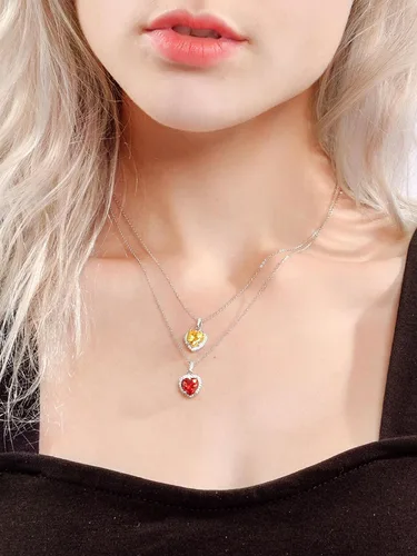 Miniatura 9 de ChicSilver 925 Sterling Silver HeartRoundPearEmerald Cut Simulated Birthstone Necklace Birthday Gift for Women Girls (with Gift Box)