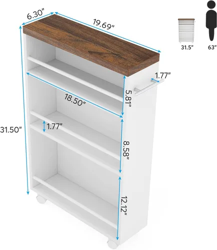 Miniatura 2 de Tribesigns Carrito de Almacenamiento Delgado, Carrito de Cocina Estrecho con Ruedas para Espacios Pequeños, Carrito Utilitario Delgado de 4 Niveles