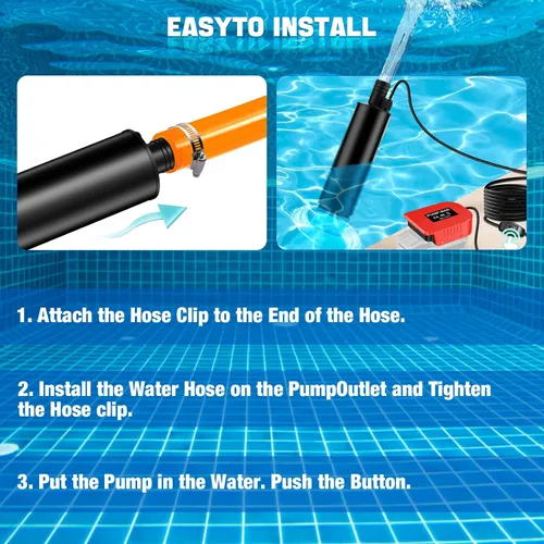 Miniatura 6 de Bomba de transferencia de agua compatible con batería Bauer de 20 V, 30 L/min, elevación de 15 pies, bomba de agua con potencia máxima de 7 A, bomba